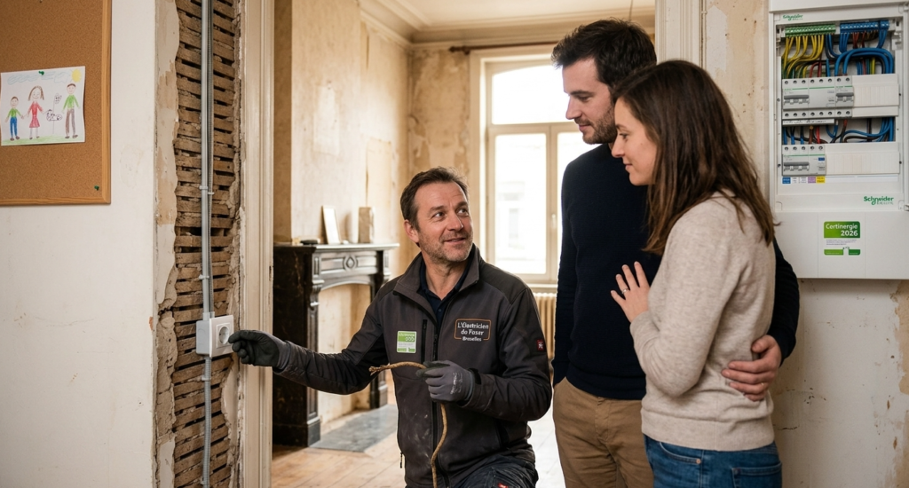 alt='Rénovation électrique complète d'un bâtiment par LABHAR Electrotechnique en Hainaut